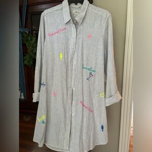 Vineyard Vines button up linen like dress. Size 16 fits like L/Xl worn once